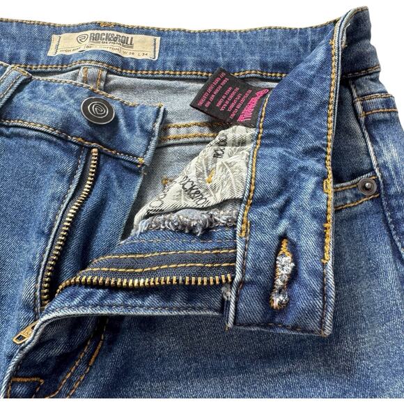 Rock & Roll Insert Bell Bottom High Rise Jeans 28x34 70s Flare Coastal Cowgirl - Picture 5 of 16